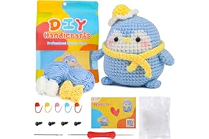 KUPPT Kit per uncinetto per principianti, animali, filato, video di istruzioni, per lavori a maglia fai da te (pinguino)