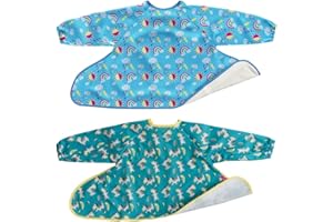 Tidy Tot Baberos para la diversificación alimentaria. Babero básico de manga larga. El babero impermeable se adhiere a la bandeja de manga larga.