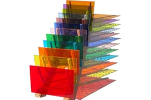 ILLUCKAI Lot de 12 feuilles de vitrail transparent arc-en-ciel de 10,2 x 15,2 cm, fournitures de vitrail cathédrale, verre d'art irisé pour projets de vitrail et fabrication de mosaïque