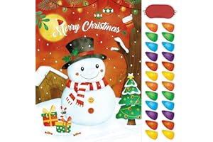Épinglez nez sur Bonhomme de Neige Jeux de Fête - Fournitures de Fête de Noël pour Enfants 73 x 51cm Jeu Affiche avec 24 Pièces Autocollants de réutilisables Décorations de Fête D'anniversaire de Noël