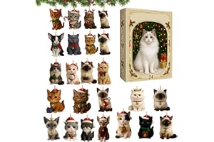 Juladventskalender Med Katt hemdekorationer | 2D Kattmotiv Hängsmycke 2025 Jul Advent 24-Dagars För Fönster Inomhus Spiselkrans Kontor Utomhus Sovrum Trädgård Barn Vuxna