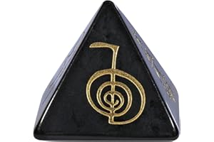 Amogeeli Obsidian Kristall Pyramide Heilstein mit Usui Reiki Symbolen, Positive Energie Reiki Pyramide Edelstein Deko für spirituelle Heilung Reiki Meditation Feng Shui