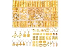 DKDXID 236pcs Dreadlocks Schmuck Gold Haarringe Schmuck Braid Hair Jewelry Braids Clip Hair Cuffs Metall Jewellery Hair Rings Braid Charms Hair Accessories Women Braids Rastazöpfe Schmuck Haarspiralen