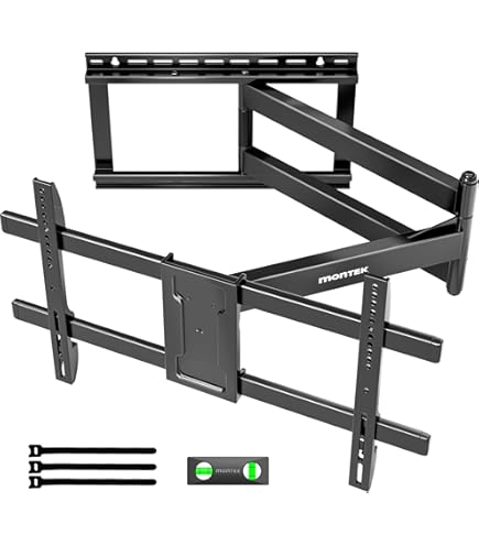 monTEK Ultradunne muurbeugel voor de meeste tv's van 43 tot 90 inch, slanke tv-beugel 2,8 cm, Full Motion tv-beugel met dubbele scharnier, 6-arm kantelbaar, VESA max 600 x 400 mm
