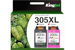 KINGJET 305 Ink Cartridges Black and Colour, 305XL Ink Cartridges Remanufactured for HP Printer Ink 305 XL for DeskJet 2700 2710 2720 2724 Plus 4100 4120 4130 Envy 6000 6020 6032 Pro 6400 6420 6430