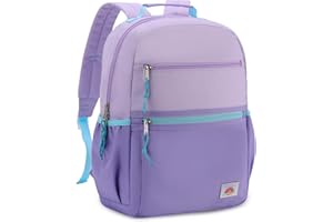 VASCHY Plecak dla małych dzieci, nastolatek chłopcy dziewczęta lekka torba szkolna wodoodporna jednokolorowa torba na książki dla dzieci w dwóch rozmiarach, Jasnofioletowy-S, Small-14in