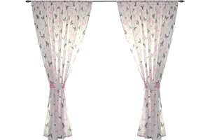 TupTam Tende per Camera dei Bambini con Motivi - 2 Pannelli, Farfalla Rosa, c. 155x155 cm