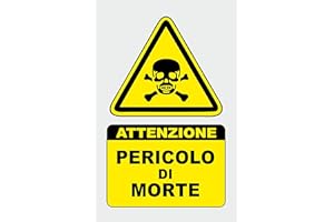 SOCIAL CRAZY CARTELLO SEGNALETICO - PERICOLO DI MORTE - Con Adesivo in Vinile e Pannello in Forex (Pannello 5mm Stampato)