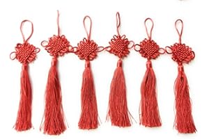 Caprilite Job Lot 6 Red Chinese New Year Lucky Knot Knotting Cord Feng Shui Tassel Bag Charm Car/Wall Hanging ???