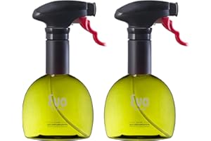 Evo Oil Sprayer Bottle, Non-Aerosol for Olive Cooking Oils, 8-ounce Capacity, Set of 2, Green