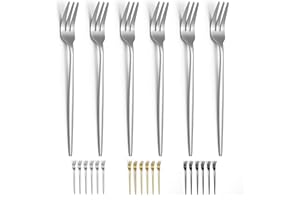 Evanda Forchette da dessert 6 confezioni da 16,5 cm, forchette per dolci in acciaio inox, forchette per la famiglia per frutta, torte, formaggi, per feste, caffè, ristoranti, lavabili in lavastoviglie