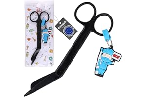 Ph Pro Heat Ciseaux Infirmier - Infirmiere Accessoires - Ciseaux Bout Rond pour Usage Professionnel ou Domestique - Materiel Infirmiere Acier Inoxidable -Ciseau Courbes pour Infirmière Noir.