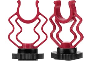 Geekria for Creators On - Supporto antiurto per microfono per fotocamera, per microfoni video Shotgun con scarpa fredda, compatibile con RODE VideoMicro, Movo VXR10 (rosso, confezione da 2)