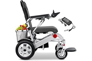 ‎BUEUWE Bueuwe Elektrischer Rollstuhl Elektrisch Faltbar Leicht Elektrorollstuhl mit Einkaufskorb, Elektrische Rollstühle für Senioren, Tragfähigkeit 150 kg, Reichweite 30 km