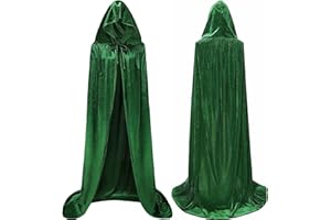 Winwild Capa de Terciopelo Verde con Capucha, Capa de Terciopelo de 150 cm, Disfraz de Vampiro, Mujer, Hombre, Adulto, para Carnaval, Halloween, Disfraz de Cosplay (L, Verde)