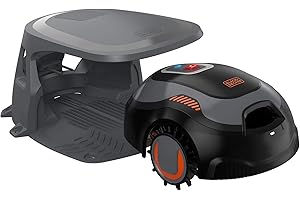 BLACK+DECKER BCRMW123-QW - Robot Rasaerba per Superfici Fino a 700 m², 12V 4.3Ah con Pulitore del Piatto di Taglio e Postazione di Ricarica Coperta