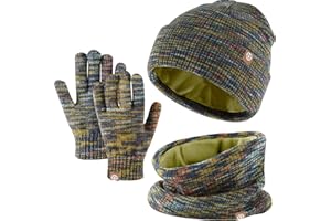 BAYNETIN Set Invernale Bambini 3 Pezzi: Cappello di Maglia, Sciarpa e Guanti Touchscreen - Berretto con Fodera in Pile Caldo per Ragazze e Ragazzi 5-12 Anni