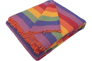 MERCURY TEXTIL- Colcha Multiusos Sofa,Manta Foulard,Plaid para Cama,Cubresofa Cubrecama,jarapas,Comoda Practica y Suave. Poliester Algodón (180 x 260cm, Espiga Arcoiris)
