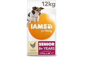 IAMS för Vitality Senior torrfoder för äldre hundar från 8 år, lämplig för små och medelstora hundar, 12 kg