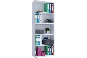 VCM Holzregal stehend | platzsparender Aktenschrank | Maße ca. B. 70 x H. 184 x T. 37 cm | Elegantes Regal stehend | Büroregal – Lona 5f