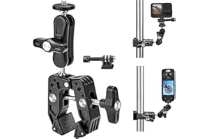 Vkesen Fixation de Guidon pour GoPro,Support pour Guidon de Moto/Vélo pour GoPro Hero 12/11/10/9/8/76/5/Max, Insta360 X4/X3/ONE X2/One RS, DJI Osmo Action,AKASO Caméras d'action