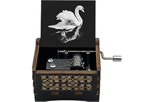 Cuzit Swan Lake Wooden Music Box, 18 Note Hand Crank Wood Musical Box Gift for Christmas/Birthday/Valentine's Day/Graduation