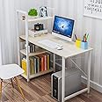 Anmas Power Computer Desk with Storage Shelves - 110cm Home Office Corner Desk, Ergonomic Study and Workstation for Students and Professionals, White Maple Finish