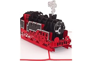 COLOGNE CARDS Kartka Pop Up kolejka – lokomotywa kartka urodzinowa 3D z lokomotywą parową – jako dekoracja, opakowanie na prezent lub bon kolejowy