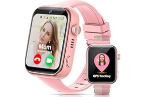 AIMIUVEI 4G Reloj Inteligente Niño, Smartwatch Niños Pantalla HD de 1.83'' con Ilamadas, Videollamadas, Chat de Voz, Whatsapp, WiFi, GPS, SOS, SMS, IP68 Impermeable, Modo Escuela, Podómetro (Rosa)