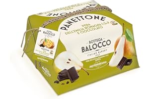 BOTTEGA BALOCCO - Panettone Pera dell'Emilia Romagna I.G.P. e Cioccolato 750gr - Incartato a Mano - Realizzato in collaborazione con Agrimontana