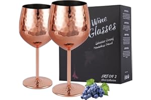 IRONABLE Copa de vino tinto,vaso de acero inoxidable elegantee,530 ml,2 piezas(rosa)