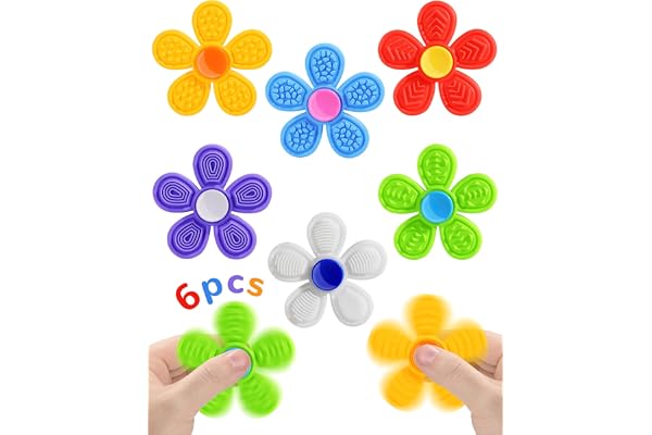 SCIONE Lot de 6 Hand Spinners en Silicone Texturé – Set de Fidget Spinners Sensoriels pour Enfants et Adultes | Outils Silencieux pour Autisme et TDAH en Classe