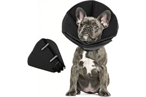 PUZAUKAL Dog Cone Collar, Dog Cones After Surgery Soft, Buster Collars for Small Medium Large Dogs and Cats,Recovery Collars for Dogs Prevent Licking (Black,M)