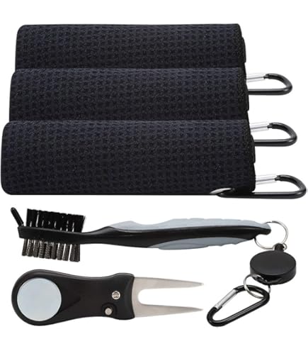 Handy Picks Golf Handtuch 3er Set - Mikrofaser Mit Karabiner & Klettverschluss