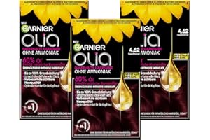 ‎GARNIER Garnier Olia Dauerhafte Haarfarbe ohne Ammoniak, Mit pflegenden und natürlichen Ölen, Vollständige Grauhaarabdeckung, Permanente Coloration, Nr. 4.62 Kaschmirrot, 3 Stück