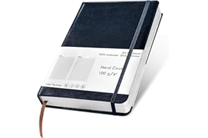 Wonwood_direct Skórzany notatnik A5, skóra PU, twarda okładka z papieru w kratkę, do notatek, pisania notatek, pamiętnika, ciemnoniebieskiego