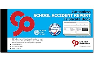 Cherry Printers Carbonless NCR School Accident Report GDPR Triplicate Book 99 x 210mm 50 Sets **10 Pack**