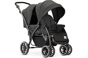 Deryan Elena Duo Tandem für Kinder – Doppelduett mit 5-Punkt-Gurtsystem und verstellbar auf 4 Jahre (schwarz)