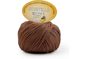 WOOLOVE Tricot Cafè - Scintilla - Pelote de fil de coton super doux anti-bouloches gaze de coton extra-brillant pour aiguilles à tricoter/crochet: 3,50-4,50 - Marron 7 1 pc 50 gr