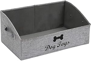 Morezi Dog toy box pet toy storage shallow baskets large perfect for living room area, playroom, closet, shelf gift basket home decoration - Snow Grey