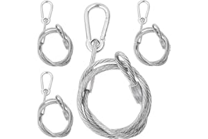 Anseom 4 Stück Drahtseil Flexibel Stahlseil mit Ösen und Haken 4 mm x 80 cm PVC-Beschichtetes Drahtseil mit Edelstahl Spannschloss für Bühnenbeleuchtung Disco-Beleuchtung Max 50 kg