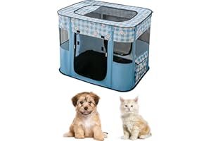 DAILJMON Foldable Portable Pet/Dog Playpen,Pet Exercise Pen Tents Dog Kennel House Playground for Puppy Dog/Kitten Cat Indoor Outdoor Travel Camping Use 70X55X45CM (S,Blue)