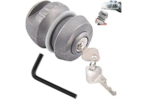 WANDGU Lucchetto per rimorchio in lega di zinco per roulotte: sicurezza Hitchlock con 2 chiavi, robusta serratura a sfera antifurto per ganci di traino, argento