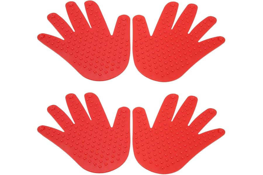 YYALYYON 2 Pairs Hand Shape Markers Non Slip Palm Spot Marker Children Coordination Training Handprint Sheets (Red)