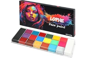LOPHE Face Paint, 20 Farbe Bodypainting, Körperfarben Set Gesichtsfarbe Kinderschminken für Theaterschminke Karneval, Halloween, Babybauch Bemalen