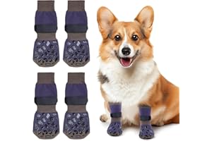 Dog Socks for Paws Stop Licking, Oiyeefo 2 Pairs [Injured Paw Protector] Indoors Anti-Slip Dog Boots with Grips and Adjustable Velcro Strap for Large/Medium/Small Dogs Scratching Prevent (Size S)
