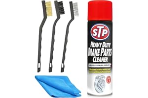 Vexjuro STP Brake Cleaner Kit – 500ml Heavy Duty Brake Cleaner with Steel, Brass & Nylon Brushes + Microfibre Cloth – Car, Motorbike & Disc Brake Degreaser & Dust Remover