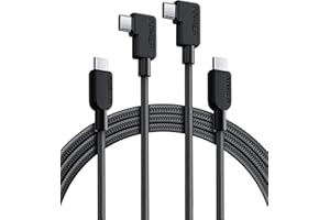 Anker Kabel USB-C z wtyczką pod kątem 90°, 180 cm x 2, wytrzymały pleciony kabel, kompatybilny ze smartfonami iPhone 16/15, MacBookiem Pro/Air, iPadem Pro/Air i innymi (USB 2.0)