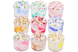 AXCOIUP 9 Pack Two-color Cream Jelly Upgrade Eco-Friendly Slime Kit,Soft,Non-Sticky, Stress Relief Toys, DIY Scented Slime Kids Education Party Favor, Birthday,Easter, for Kids Age 4-12.