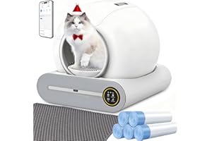 XQDKoon Lettiera Autopulente 65L + 9 L, Gatto Autopulente Automatica con Monitoraggio Sanitario APP, Deodorante Ionico Lettiera Automatica per Gatti con Sacchi Spazzatura